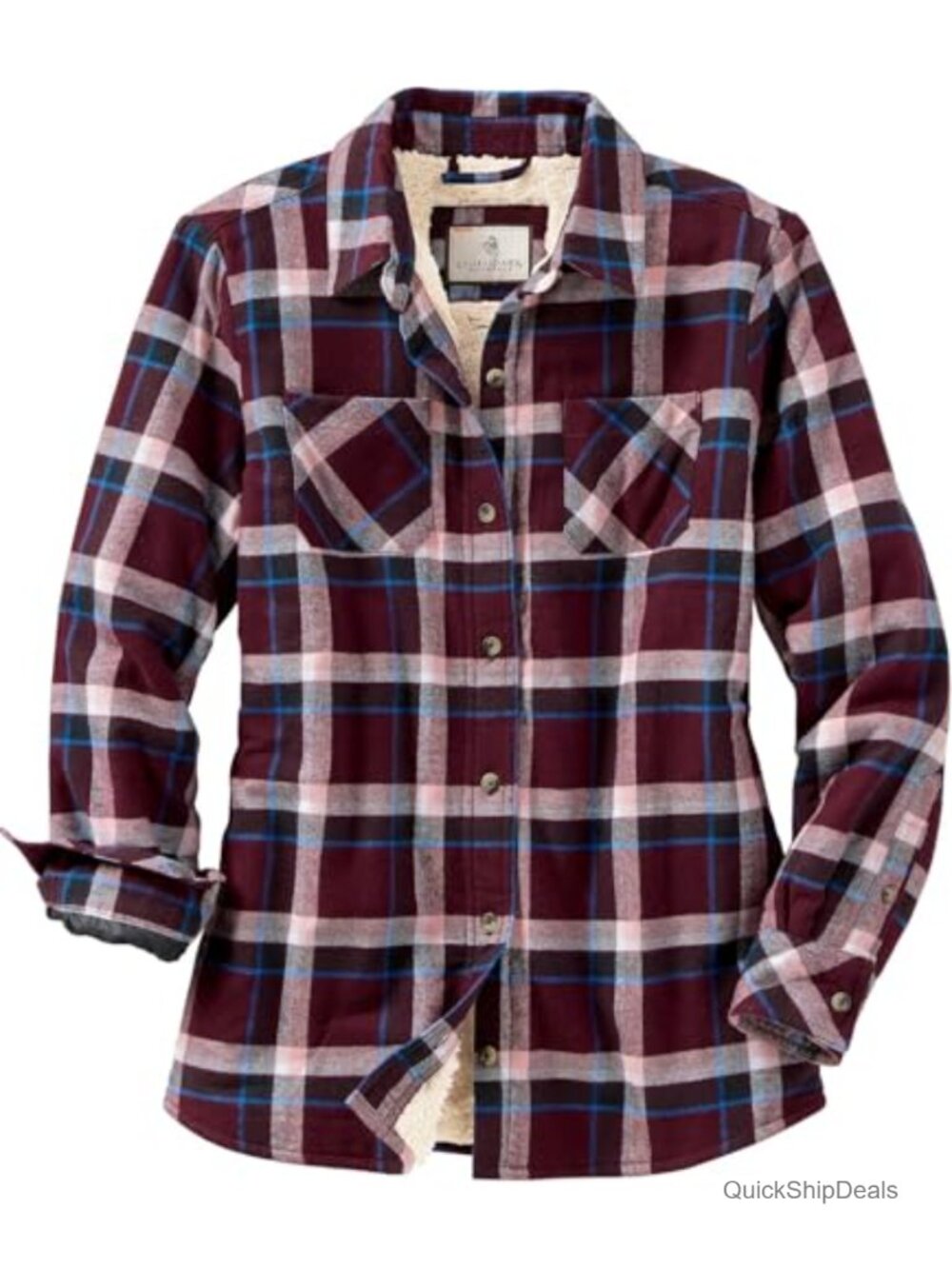 Sherpa Lined Flannel Shacket - Cotton Plaid Button Up